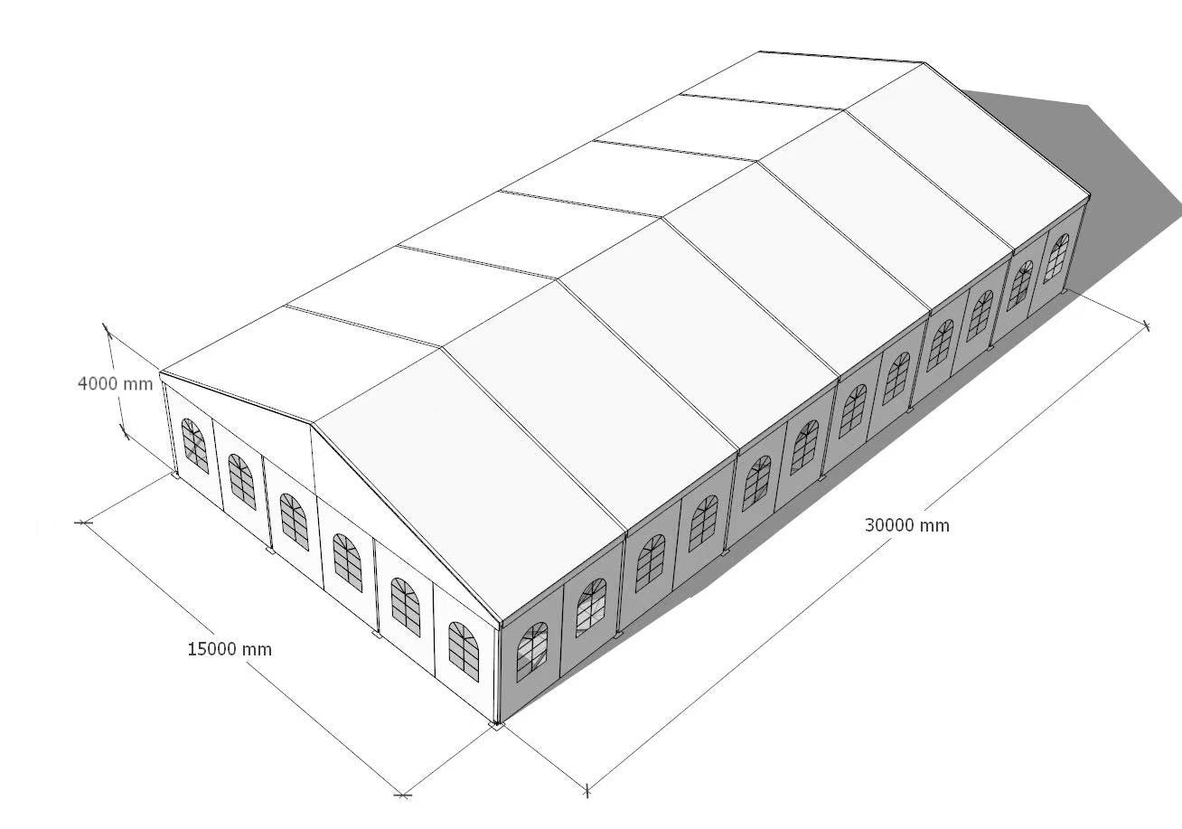 15m x 30m Heavy-Duty Aluminium Clear Span Event Tent | Commercial Marquee Structure with Black PVC Roof & Sidewalls