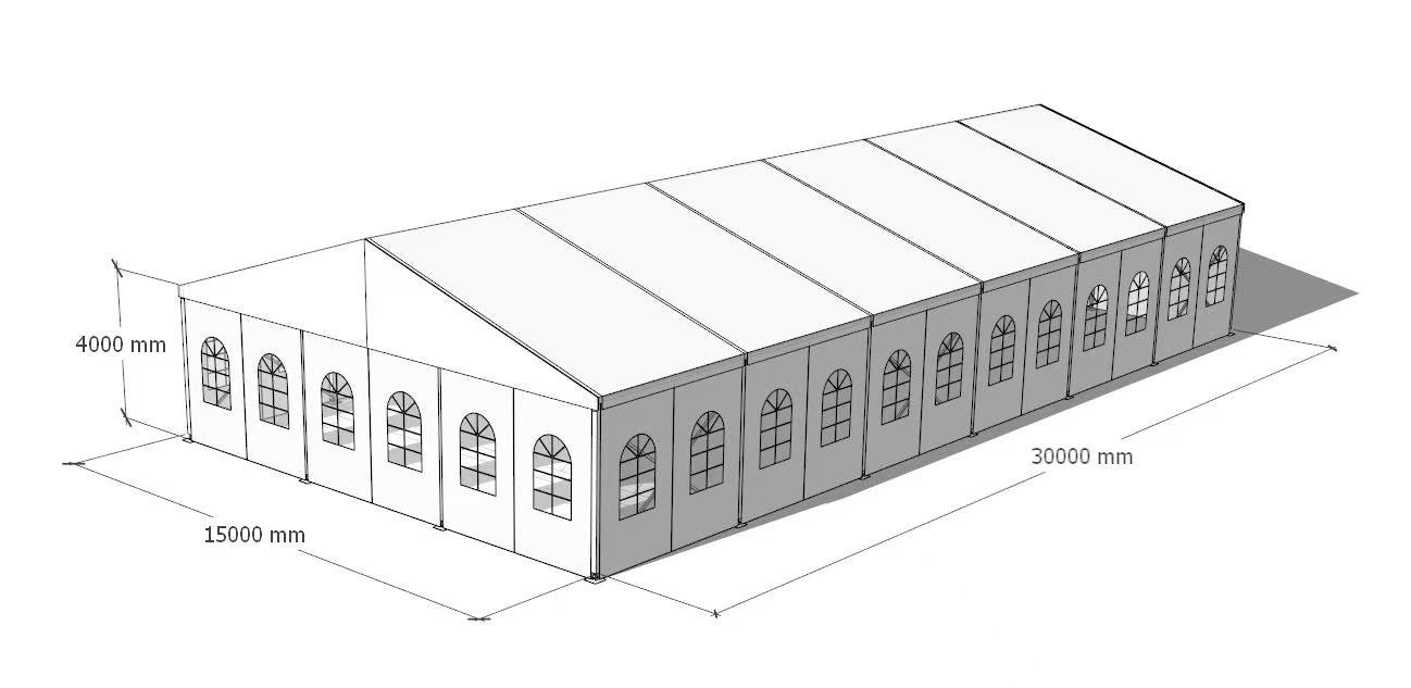 15m x 30m Heavy-Duty Aluminium Clear Span Event Tent | Commercial Marquee Structure with Black PVC Roof & Sidewalls