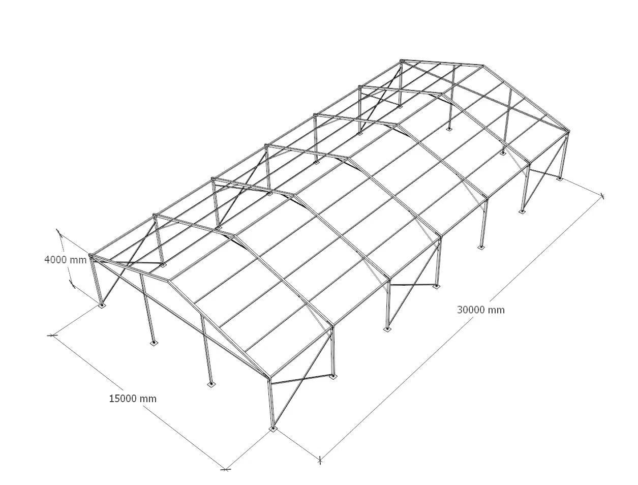 15m x 30m Heavy-Duty Aluminium Clear Span Event Tent | Commercial Marquee Structure with Black PVC Roof & Sidewalls